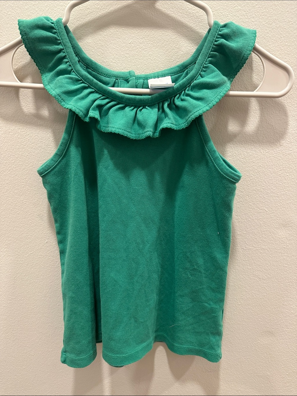 Girls' Green Ruffle-Trim Tank Top